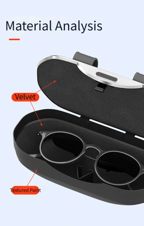 Car Mounted Sunshade Sunglasses Case with Velvet Lining and One-Hand Button Opening for SUV Sedan Truck Interior Organization