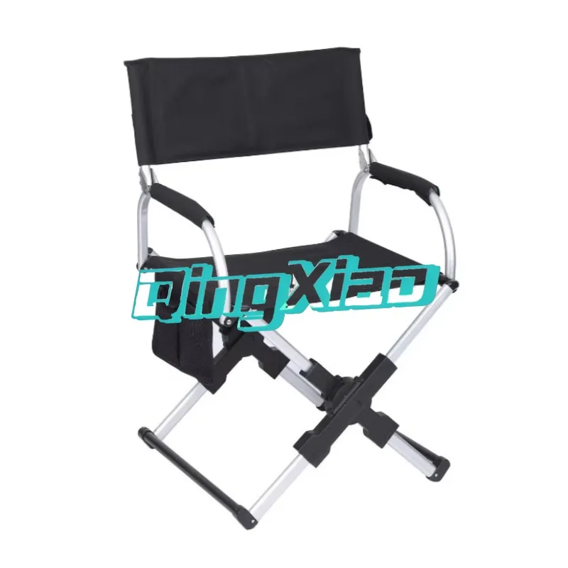 Aluminum Alloy Folding Camping Chair Portable Director Chair With Side Pocket Lightweight For Fishing Hiking Picnic Travel