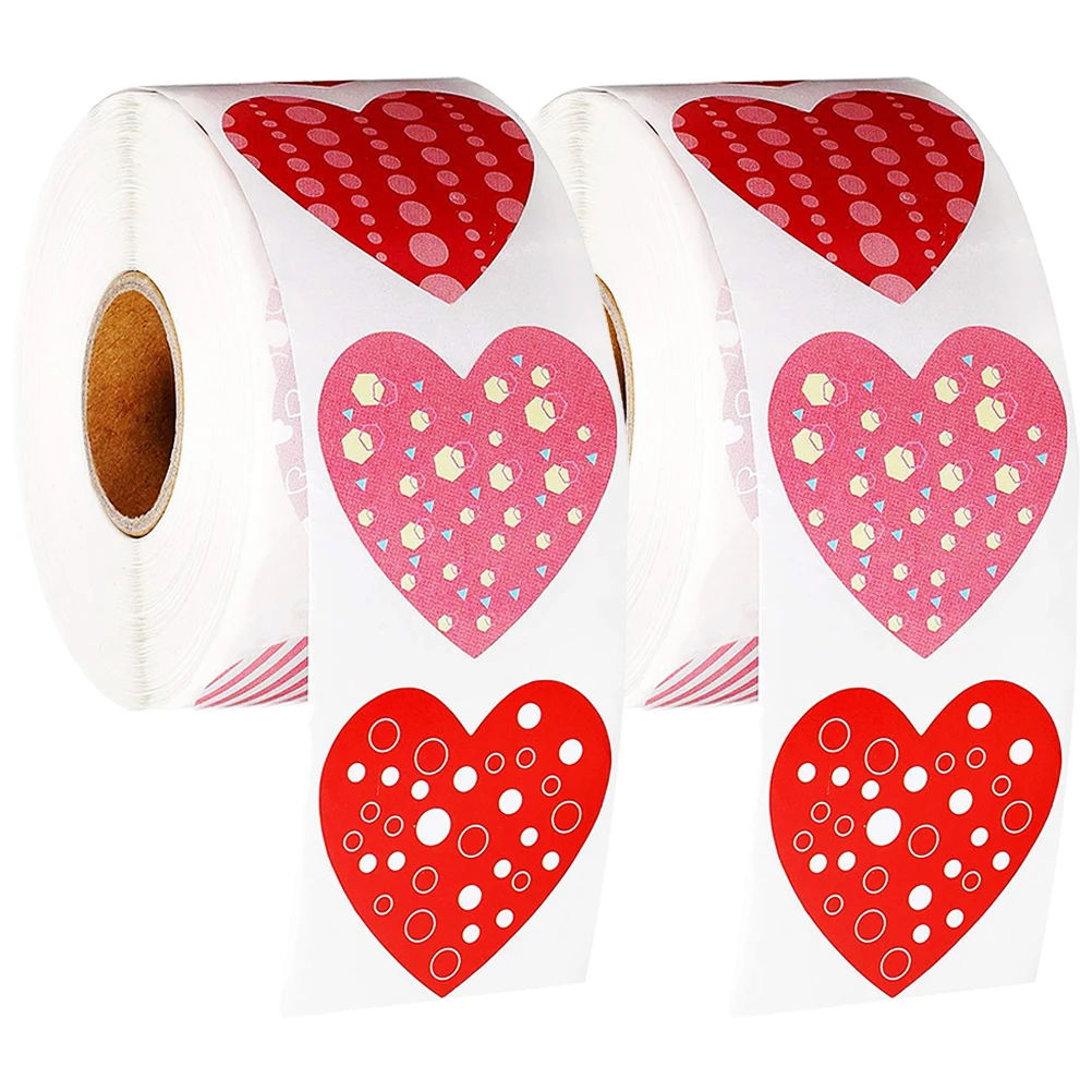 

Heart Shaped Stickers 2 Rolls Copper Adhesive Valentines Gift Sealing Decor Cookies Bags Safe Practical Premium Easy Remove