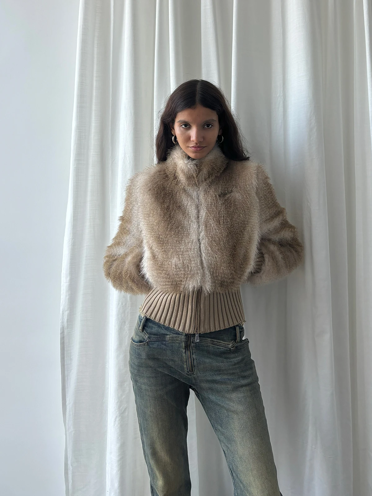 Strike a Pose Original Thiened Eco-Friendly Fur Jaet for Women Spring Autumn Spicy Girl Plu Coat Street Sle Regular L...