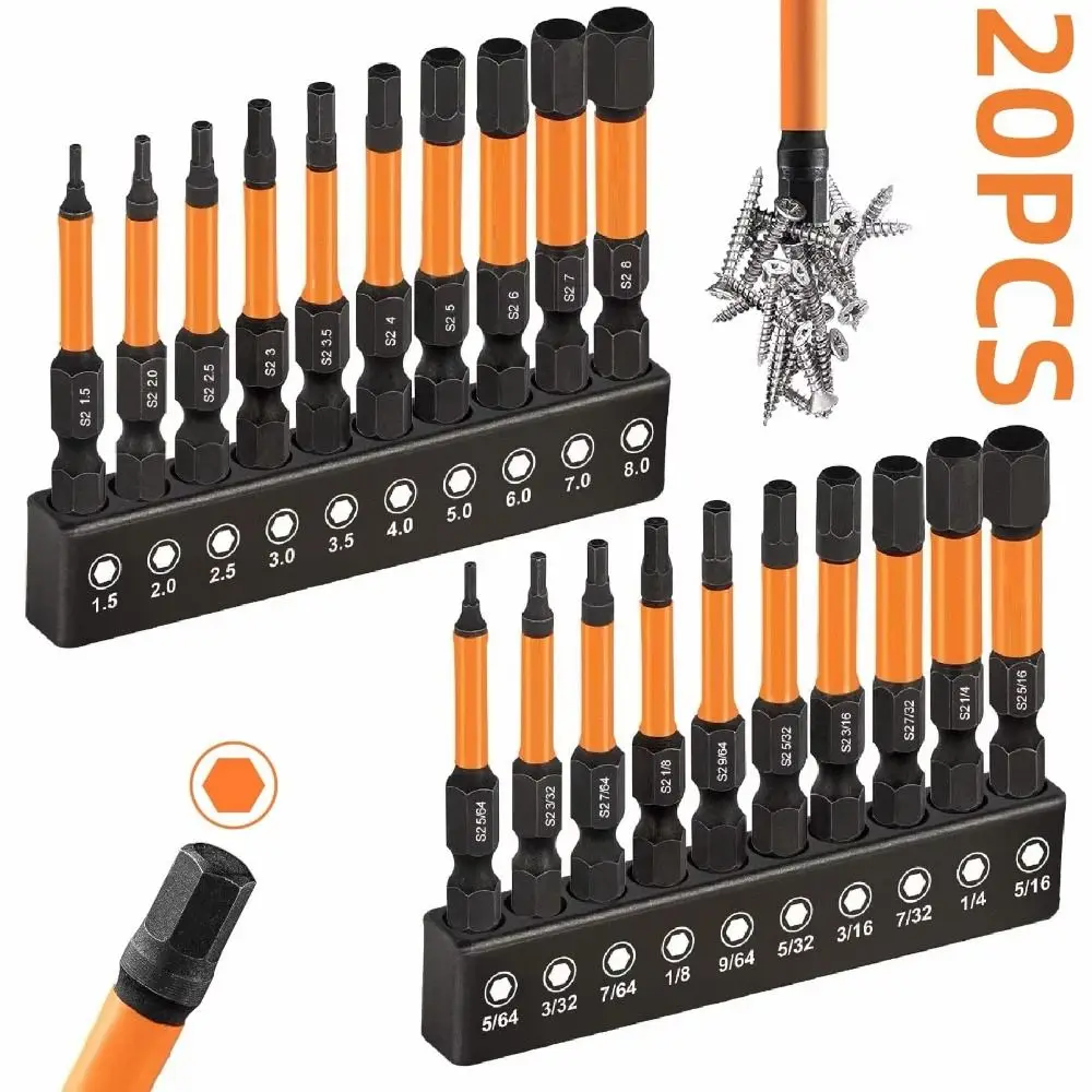 

1/4inch Impact Hex Head Sae and Metric Hex Shanks Allen Wrench Drill Bit Impact Driver Quick Change