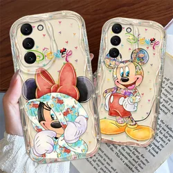 Disney Minnie Mickey Pink Phone Case For S21 S23 S24 Ultra Plus FE A55 A35 A25 A05S A54 A53 A52 A33 A32 Wave Oil Cover