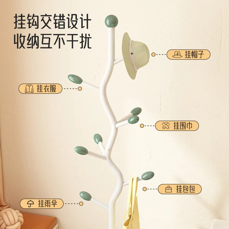 Clothes Stand for Bedroom with Wheels Portable Cream-colored Coat Rack with Storage Basket and Laundry Hamper