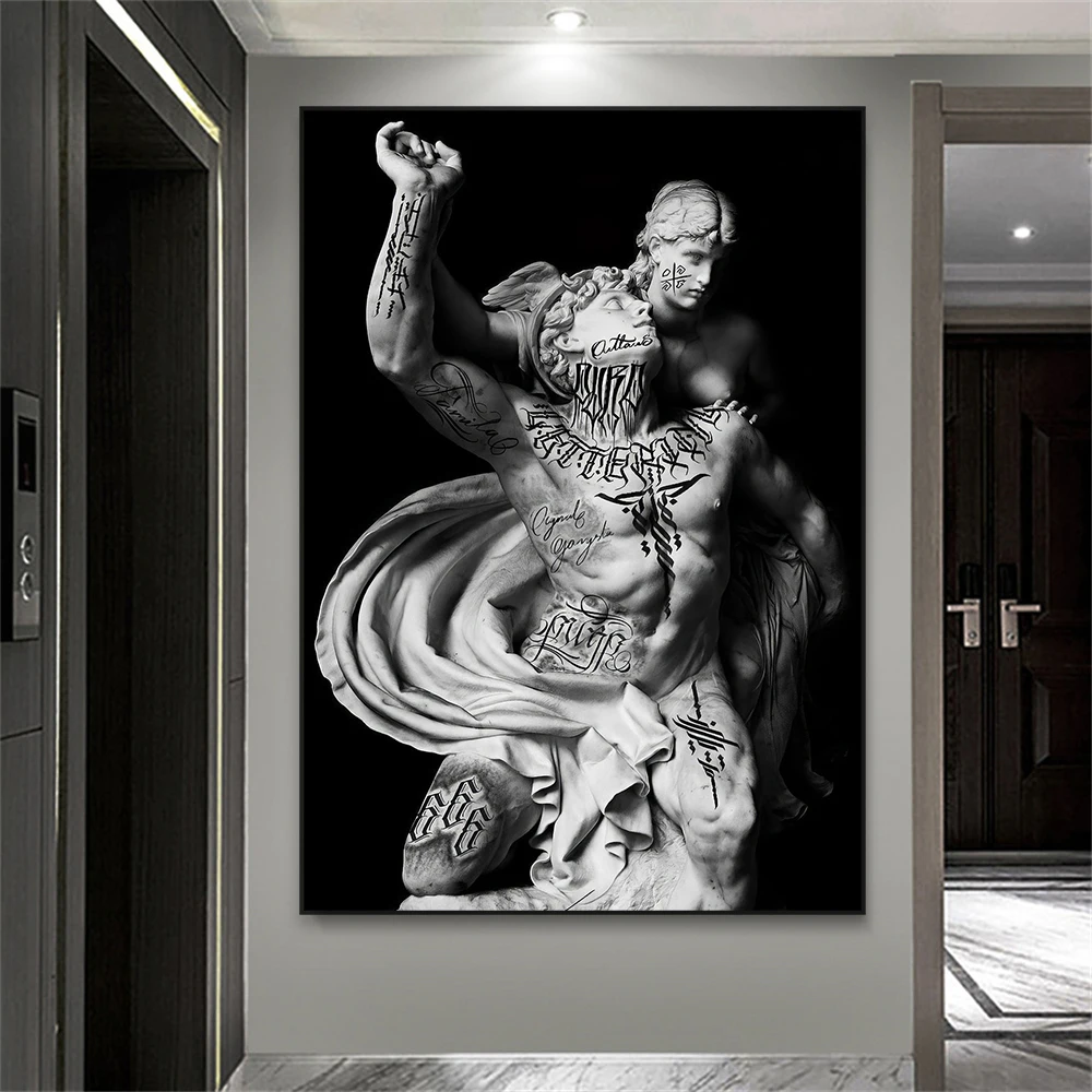 Modern Statue Wall Art Poster Dancing Sculpts Wall Art Prints Vintage Greek God Canvas Painting Home Bedroom Living Room Decor