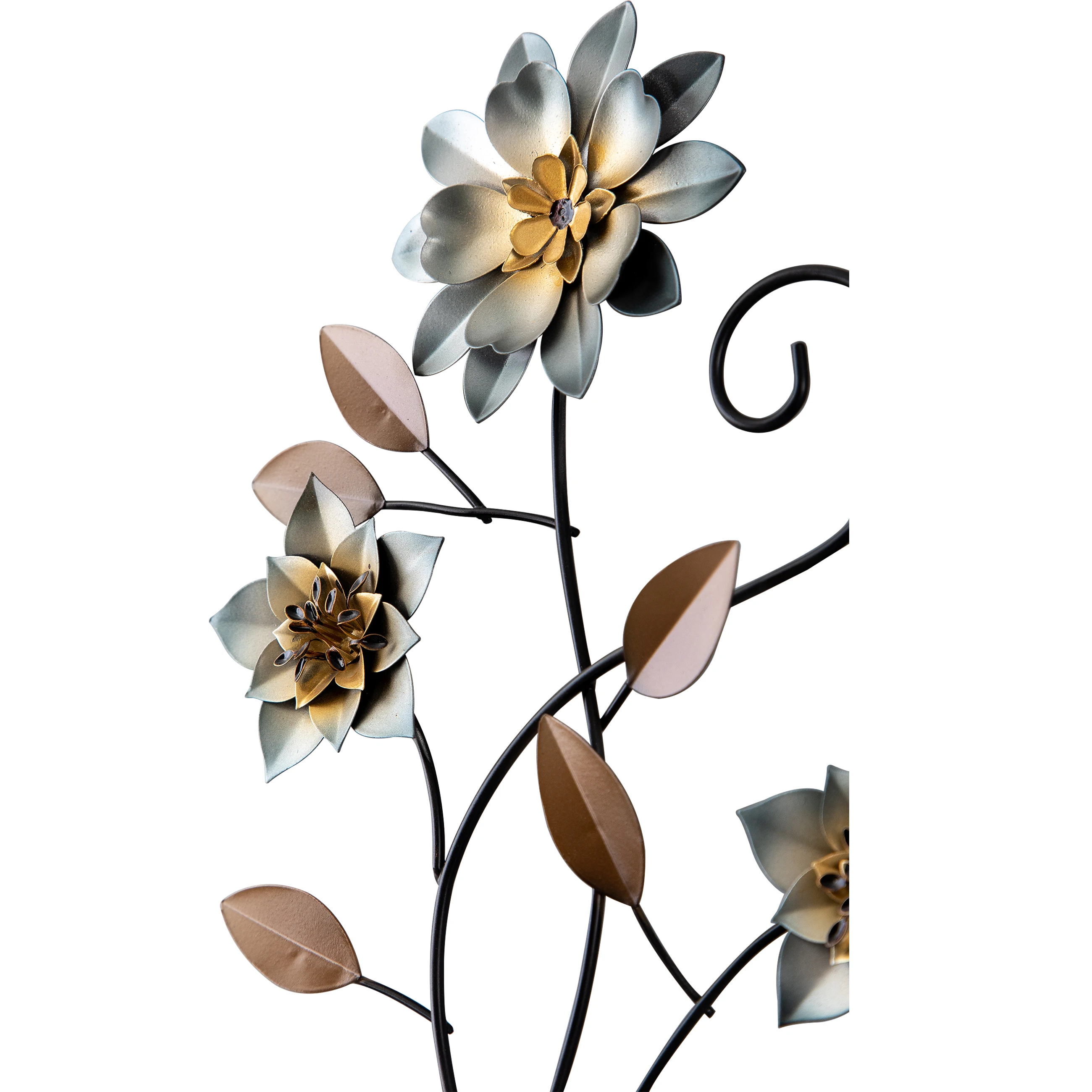 Tricolor Flower Iron Metal Craft Wall Art Decor Wedding Ornament Cheap Rustic Metal Wall Hanging Decor for Home Living Room