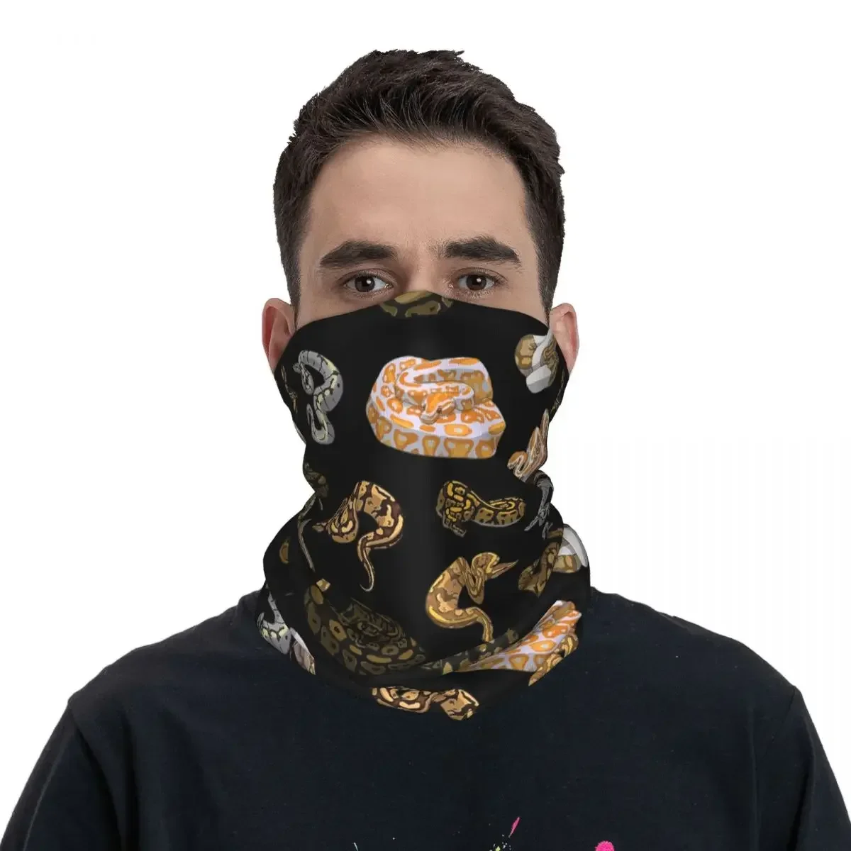 Ball Python Morph Snake Pattern Bandana Neck Gaiter Printed Wrap Scarf Multifunction FaceMask Running For Men Women Adult