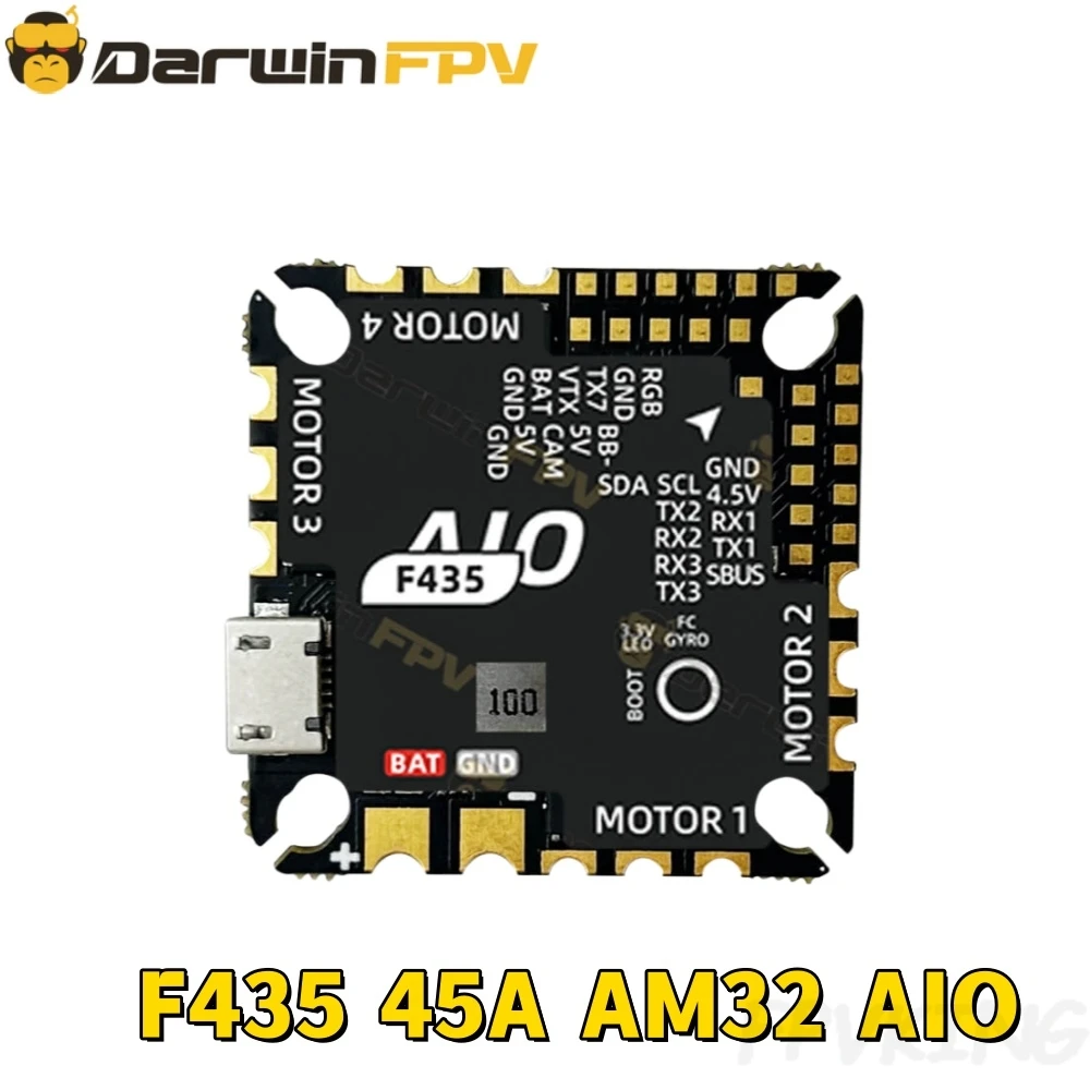 

Полетный контроллер DarwinFPV F435 45A AM32 AIO: Высокопроизводительный модуль для FPV-дронов и радиоуправляемых гоночных квадрокоптеров