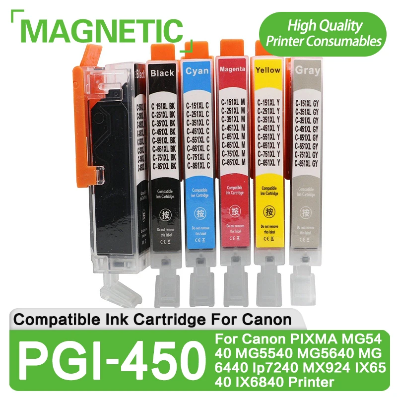 PGI-450 CLI-451 Compatible Ink Cartridge For Canon PIXMA MG5440 MG5540 MG5640 MG6440 IP7240 MX924 IX6540 IX6840 Printer