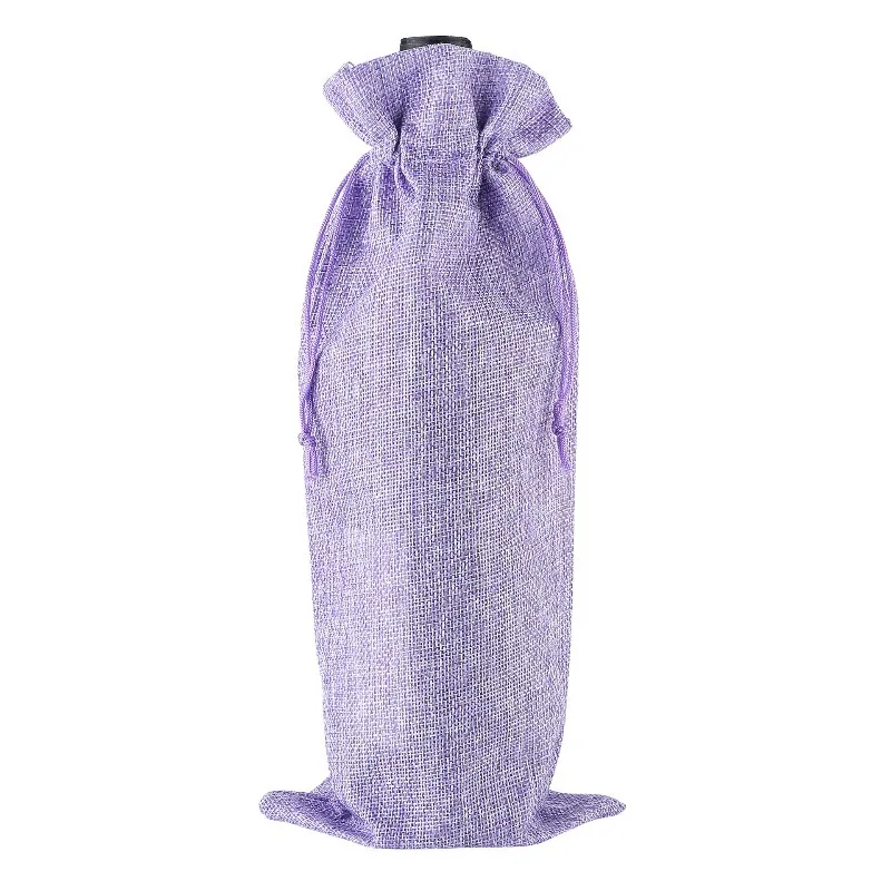 Custom Logo 5pcs/set Red Wine Burlap Party Decoration Wedding Gift Champagne Pouch Wine Bags Wine Bottle Covers Packaging Bag