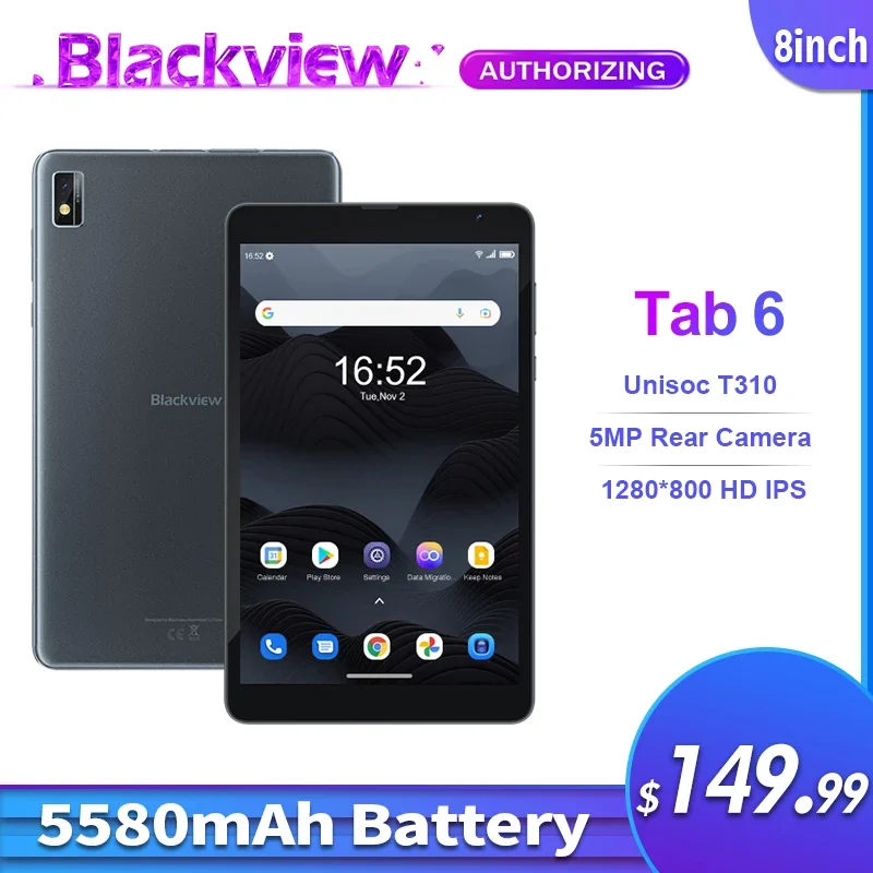 

Blackview Tab 6 планшет с 8-дюймовым дисплеем, ОЗУ 3 ГБ, ПЗУ 32 ГБ, 5580 мАч, Android 11