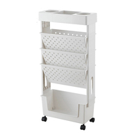 1pc 5 Tier Book Rack Storage Bookshelf, Multilayer Capacity Rotatable Removable Plastic Practical Rolling Organization