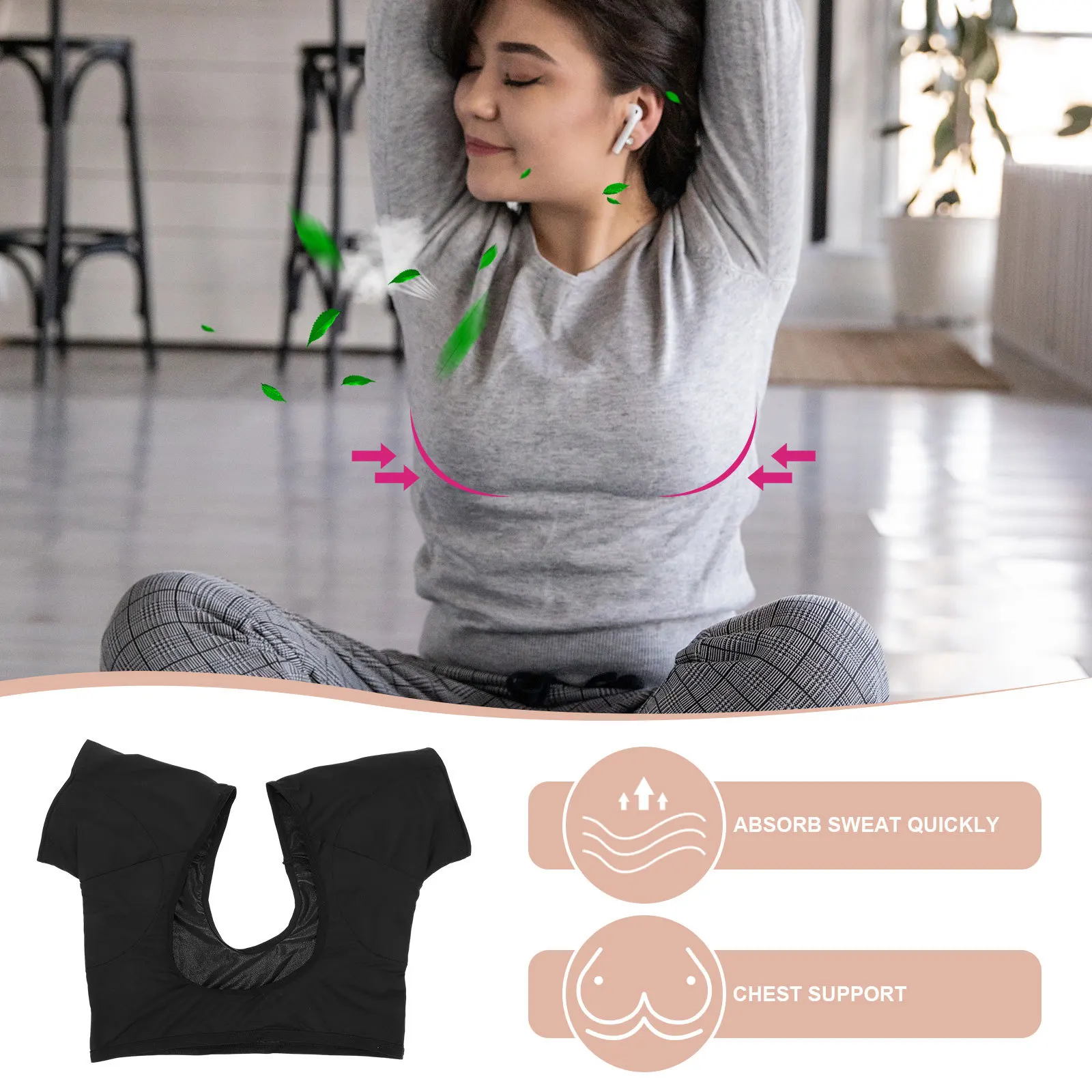 

1Pcs Lady Underarm Vest Sweat Absorbent Shield Vest Effective Avoid Sweat Soaked Shirt Must-Have Summer Accessory
