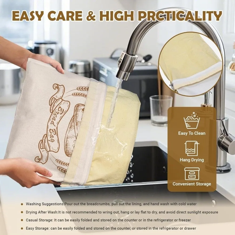 1PC 43*33cm Beeswax Bread Bags Reusable Cotton Bread Storage Bags Beeswax Coated Large Capacity Sourdough Bread Bags Freezer Use