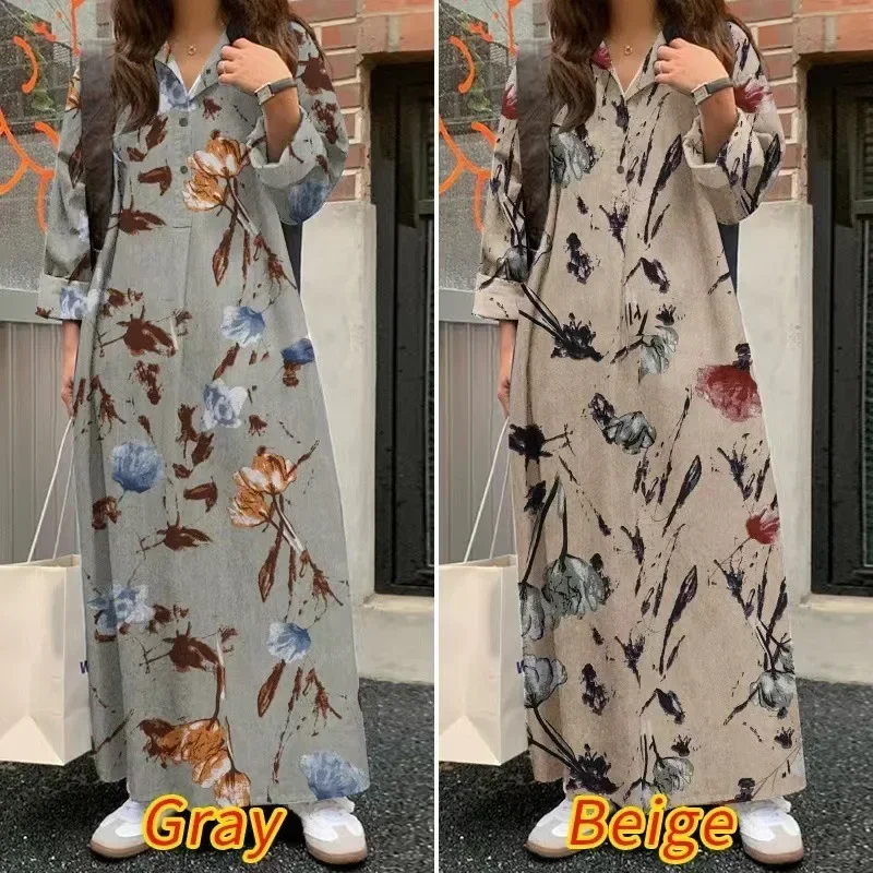 Women Dress Bohemian Loose Large Size Long Dress Simple Dresses for Women Summer Dress Cotton Hemp Print Temperament Commuting