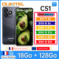 OUKITEL Smartphone C51, 18GB(6+12) RAM 128GB ROM, 5150mAh, Android 13, 13MP + 5MP Mobile Phone, HD + 90Hz OTG/GPS/Two SIM screen