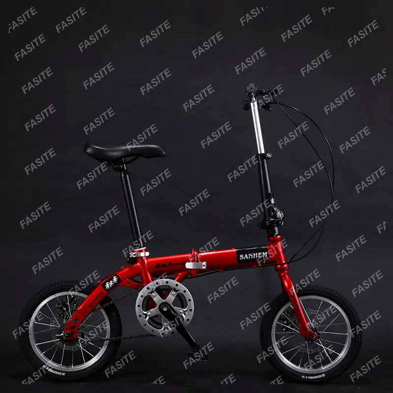 Foldable Ultra-lightweight Kids Bike 14-inch Children Variable Speed Brake Folding Bicycle Student Children\'s Articles LSL125YH