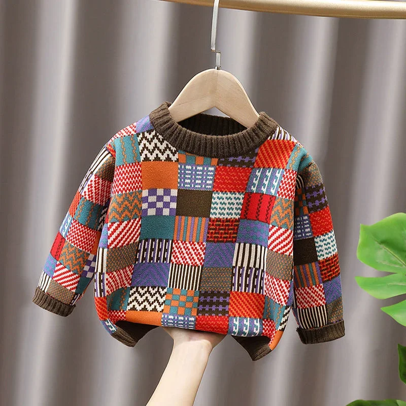 

Scoop Spring Autumn Plus Thicken Cottons Pullover Formal Sport Children's Clothin Boys Sweater Wool Coat Kids Tops Knitting 2025