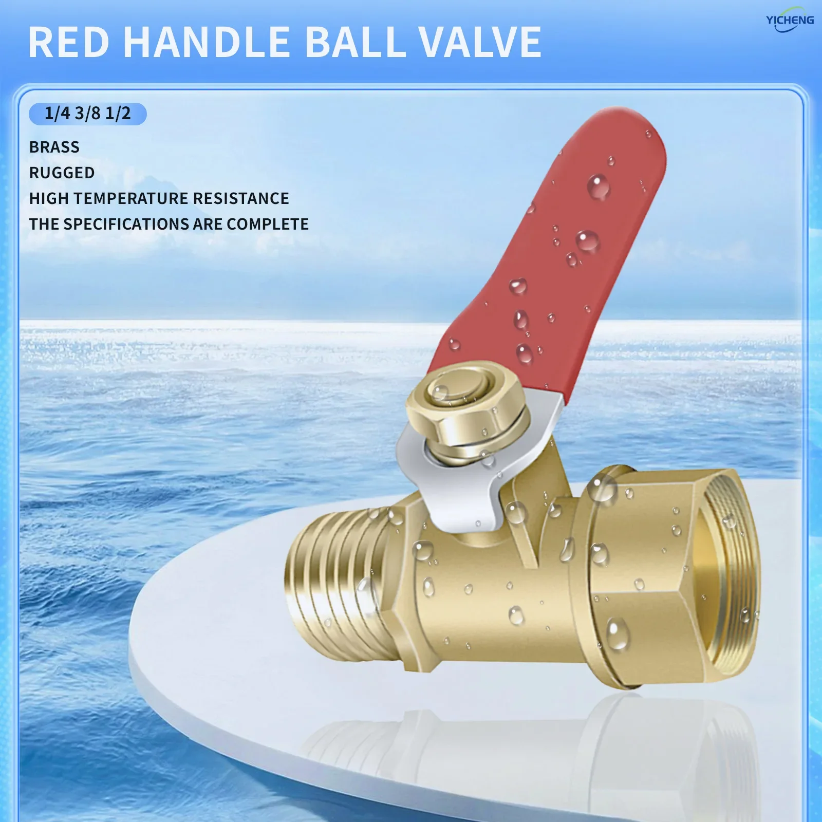 YICHENG PNEUMATIC Brass Red handle ball valve with Internal and external threads 1/4