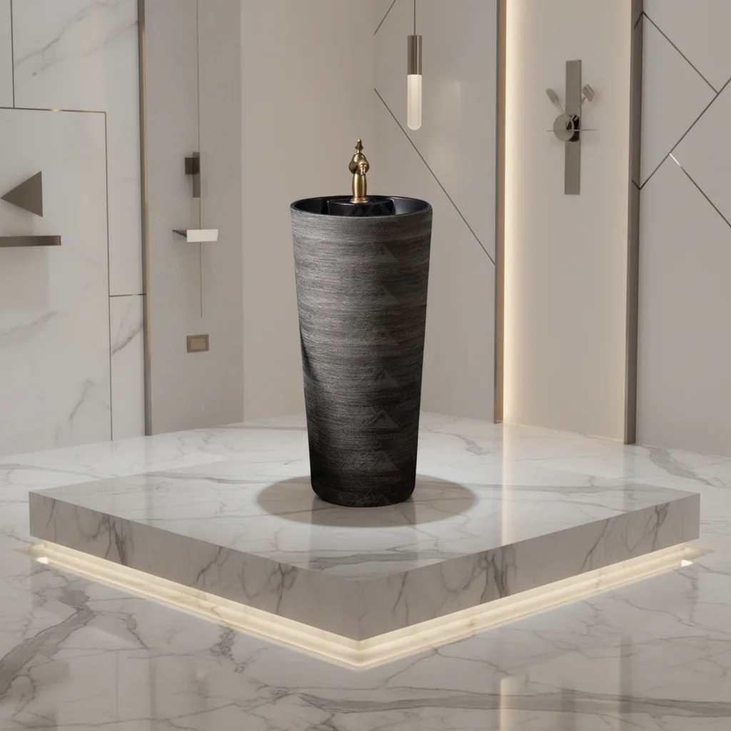Potted Plants On StandsWayon Modern Elegant Oval Standing Pedestal Sink With Drainer Luxury Ceramic For Villa Hotel Hospital & S