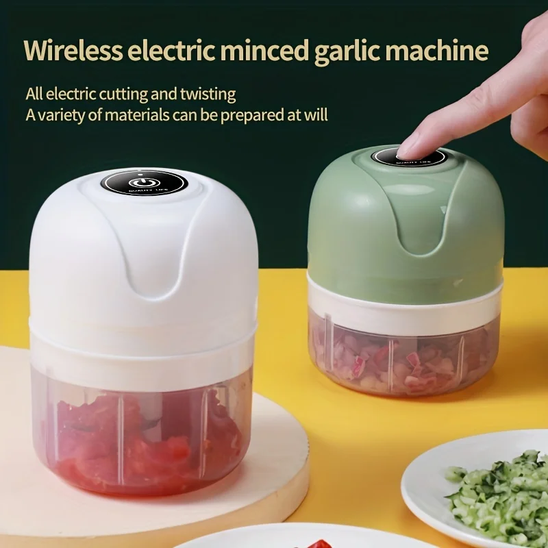 250ml /3blades   Garlic Chopper, Onion Chopper, USB Charging Vegetable Mincer,  Mini Chopper, Food Processor, Kitchen Tools