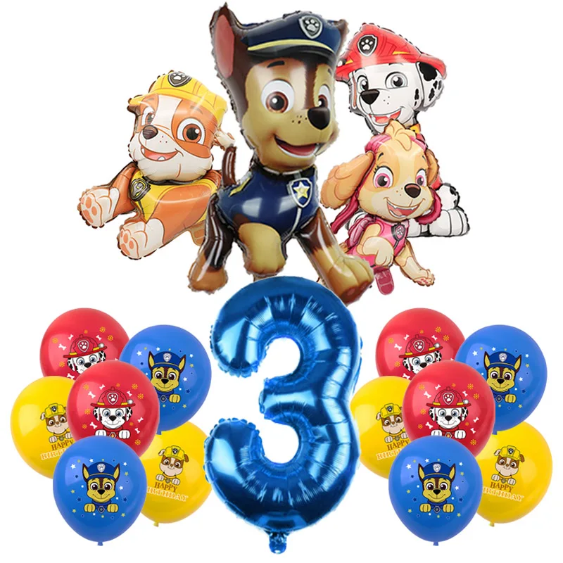 PAW Patrol Birthday Party Decoration Toy Hat Kids Gift Aluminum Foil Balloon Dog Chase Marshall Skye Rubble Disposable Tableware