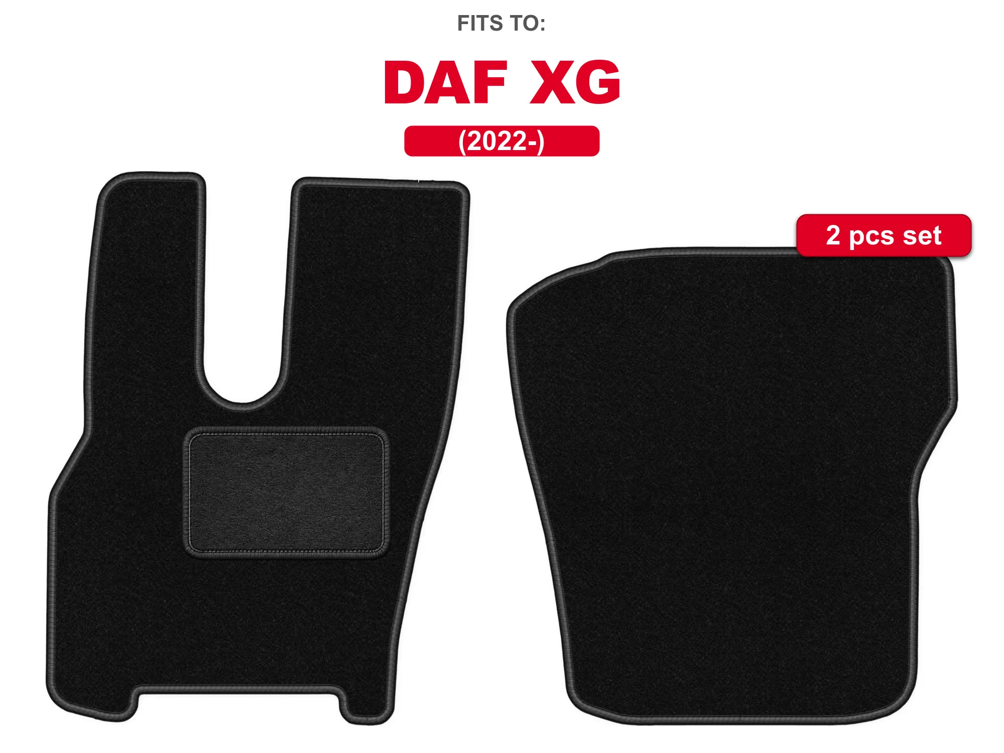 Auto velourmatten voor: DAF XG 2022-zwarte auto bijpassende automattenset