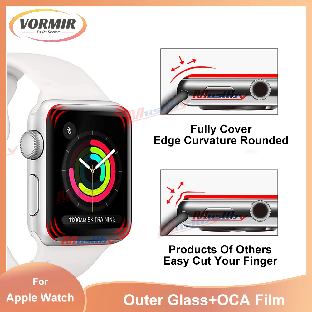 

Outer Glass Screen With OCA Film External Glasses Lens Panel Parts Replacement For Apple Watch Series 1 2 3 4 5 6 7 8 SE 38mm