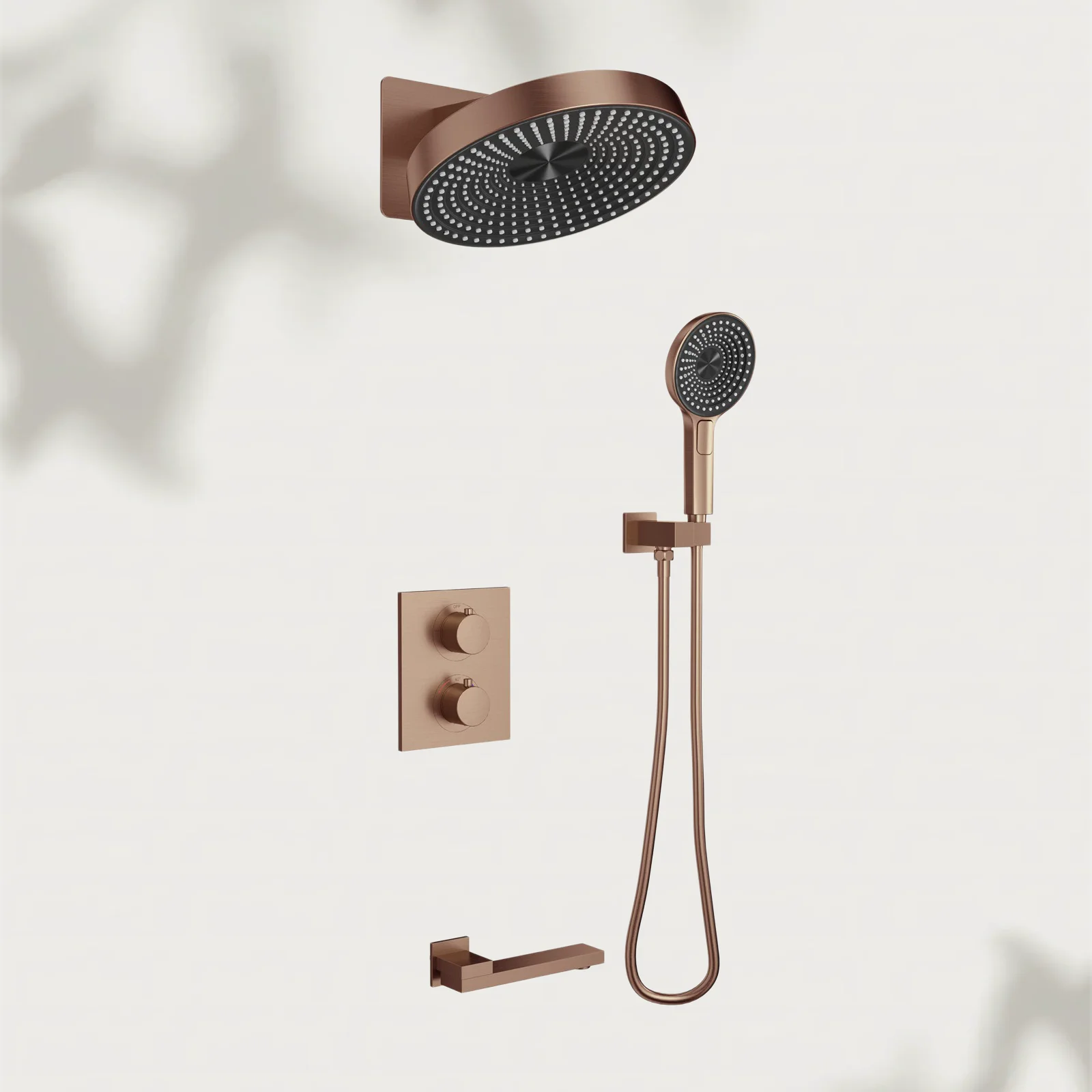 

Thermostatic Bathroom Shower Faucet Brushed Rose Gold Bath and Shower Faucet Set Thermostatic Mixer Bath and Rainfall Shower