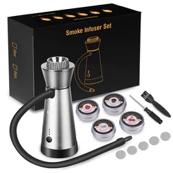 BORUiT Smoke Infuser Food Drink Cold Smoke Generator Bar Portable Molecular Cuisine Smoking Gun Meat Burn Cooking for BBQ Food