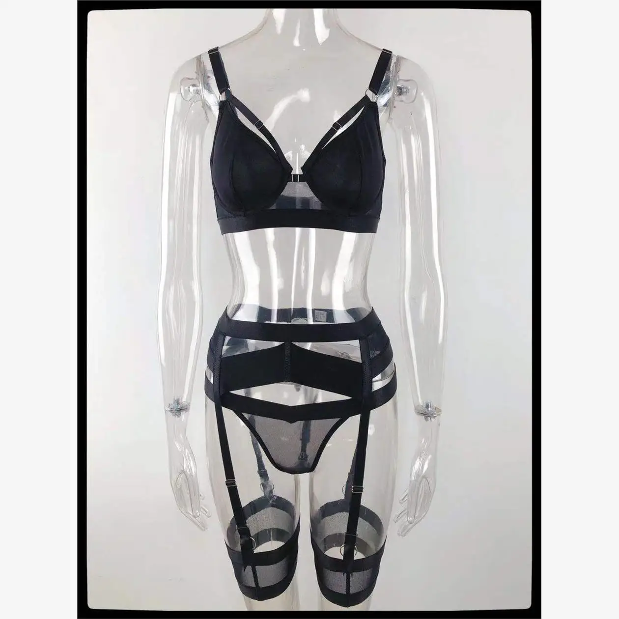 

Сексуальный женский полупрозрачный комплект из футболки с бюстгальтером и складками, модное нижнее белье, ансамбль для детей 25–35 лет