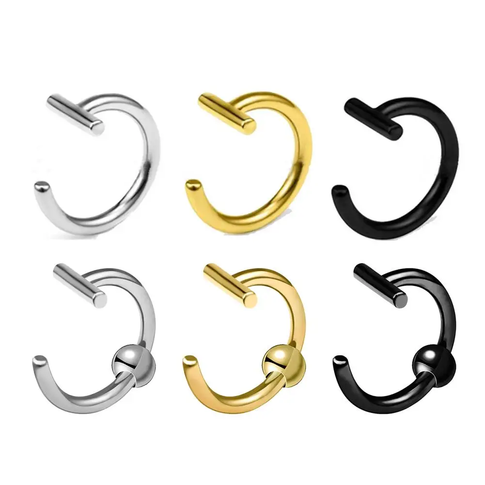 10mm Personalized No Hole False Lip Nail Lip Clip Titanium Steel 316l Steel Nose Fashion Punk Unisex Nose Hoops