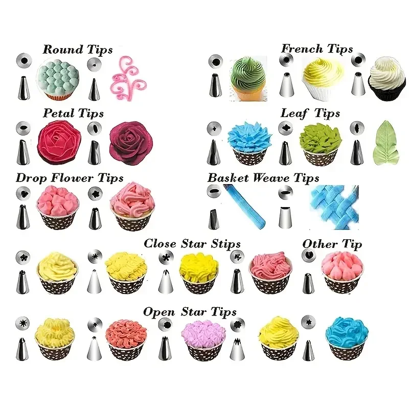 3-50pcs Stainless Steel Piping Nozzles Cream Nozzles Cupcake Pastry Confectionery Accessories Cake Decorating Tools