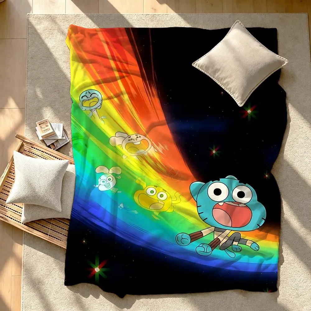 The A-Amazing World Of G-Gumball Anime Cartoon Funny Throw Short Plush Throw Blanket Soft Skin-Friendly Multi-Scene Home Office