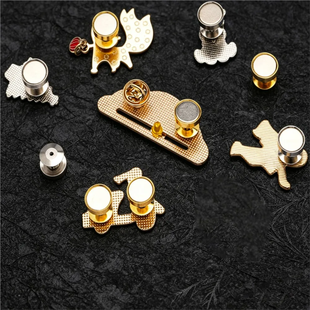 10Pcs/Lot Magnetic Clasps and Non-Magnetic Pin Brooch Lock Pins Back Metal Fasteners DIY Brooch Badge Jewelry Making Accessories