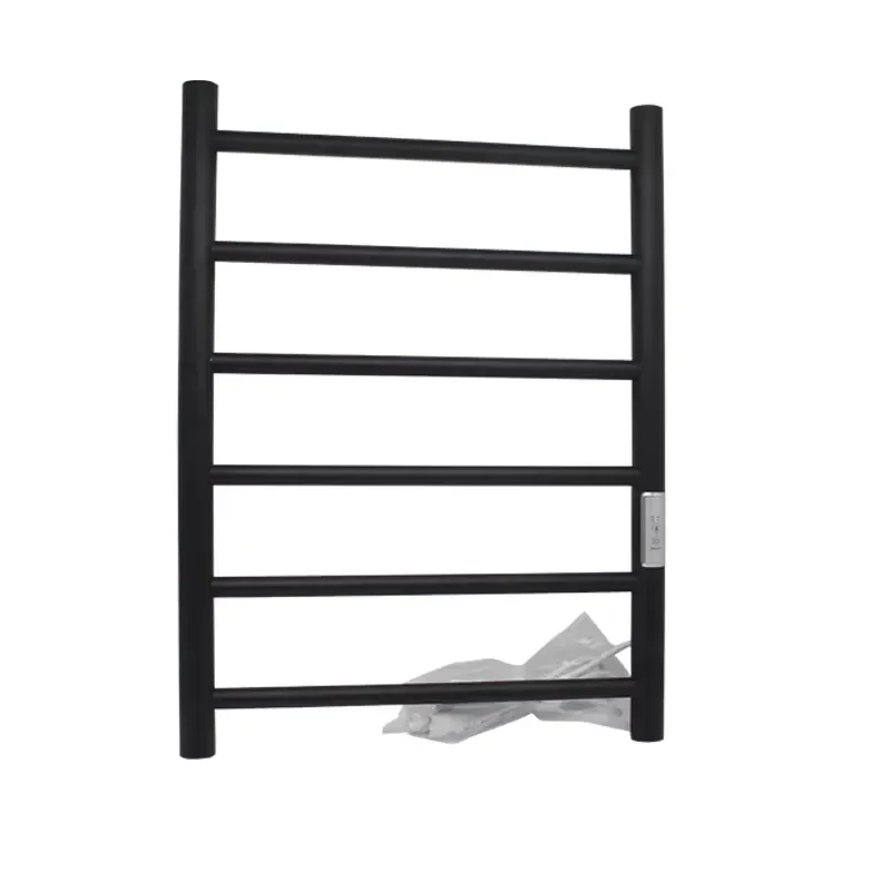 Matte black stainless steel electric towel heater bathroom clothing towel drying rack with timer modern design
