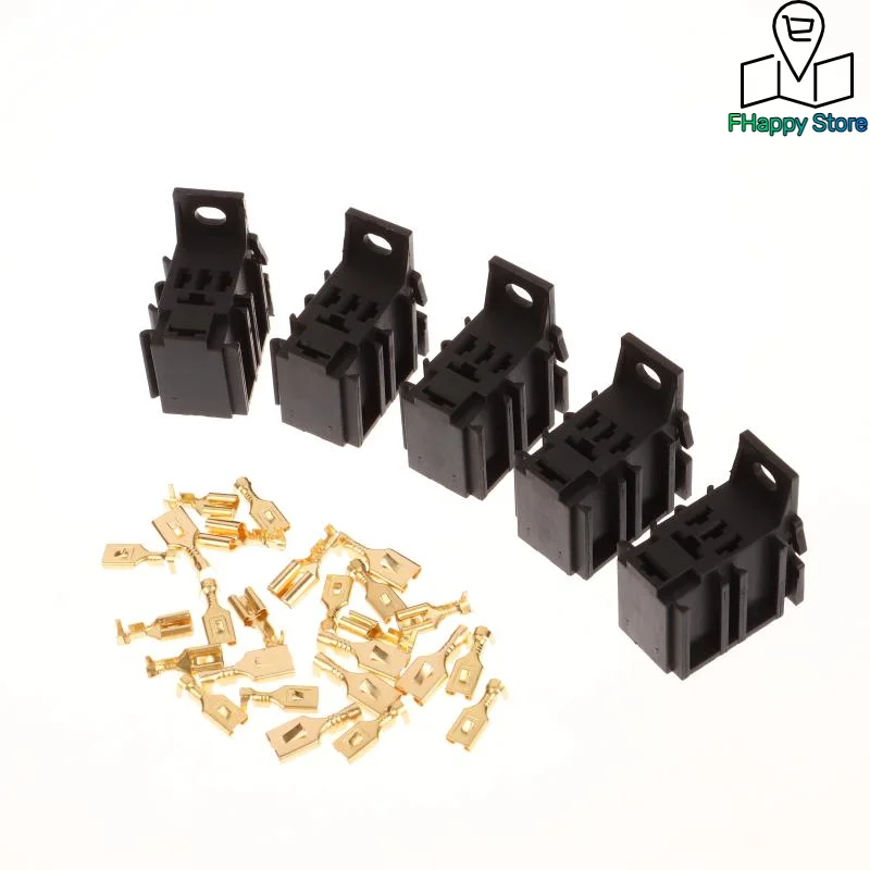 5 Sets/Lot DIY Accessories Car Relay Connector Socket Without Wire With Terminal Modified Nylon Flame Retardant