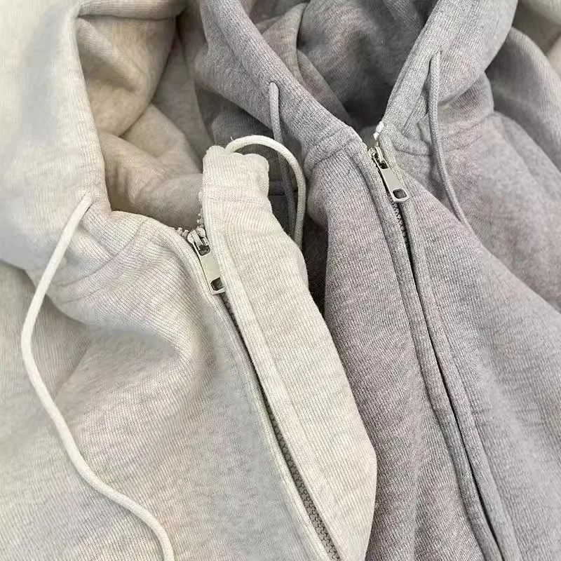 

Sweater jacket women's spring and autumn cardigan gray sports suit small man 2025 hooded new early autumn early autumn Korean