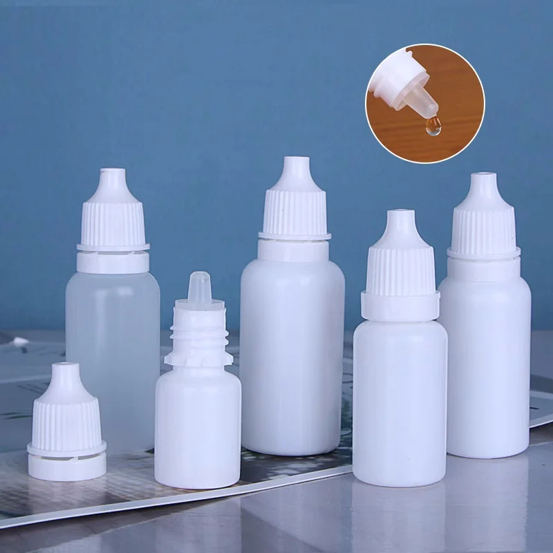 흰색 빈 플라스틱 안약 바이알 잉크 용기 안료 팩, 스포이드 병, 5ml, 10ml, 15ml, 20ml