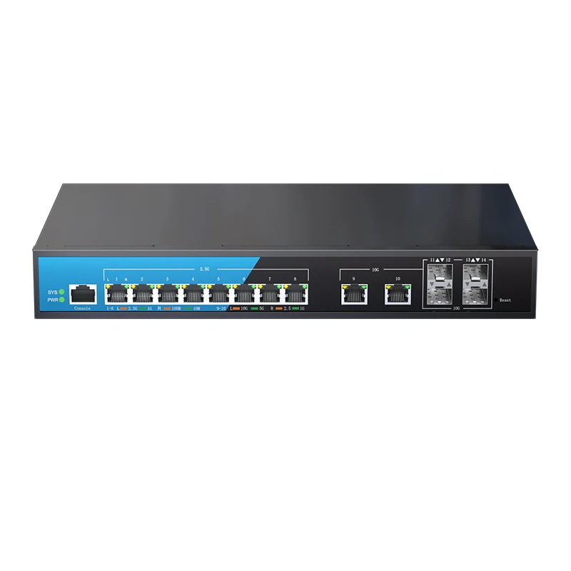 KeepLiNK 14-Port Multi-Gigabit Layer 3 Managed Switch with 8-PoE 2.5Gb Switch and 4-SFP+ 10Gb and 2-RJ45 Ethernet 10Gb Uplink