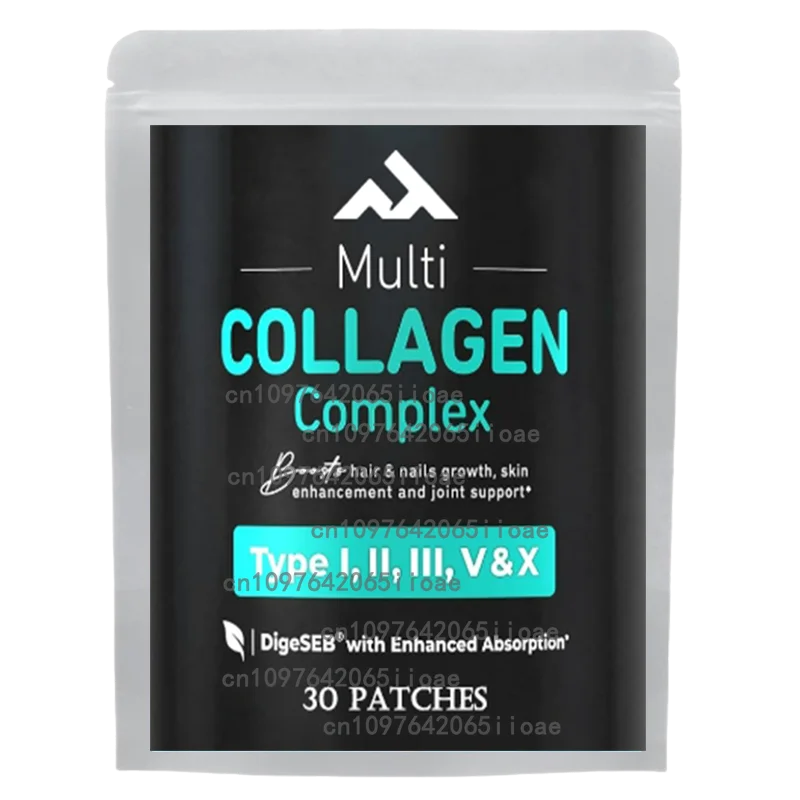 Multi Collagen Transdermal Patches Support (tipos I, II, III, V, X)  Skin, Hair, Nail, Joint and Bone Health 30 Patches