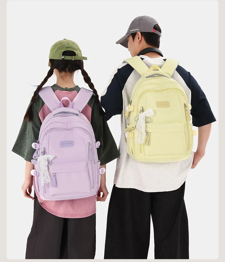 New Female High Capacity Waterproof College Backpack With Lace Pendant Trendy Women Laptop School Bags Cute Girl Travel Book Bag