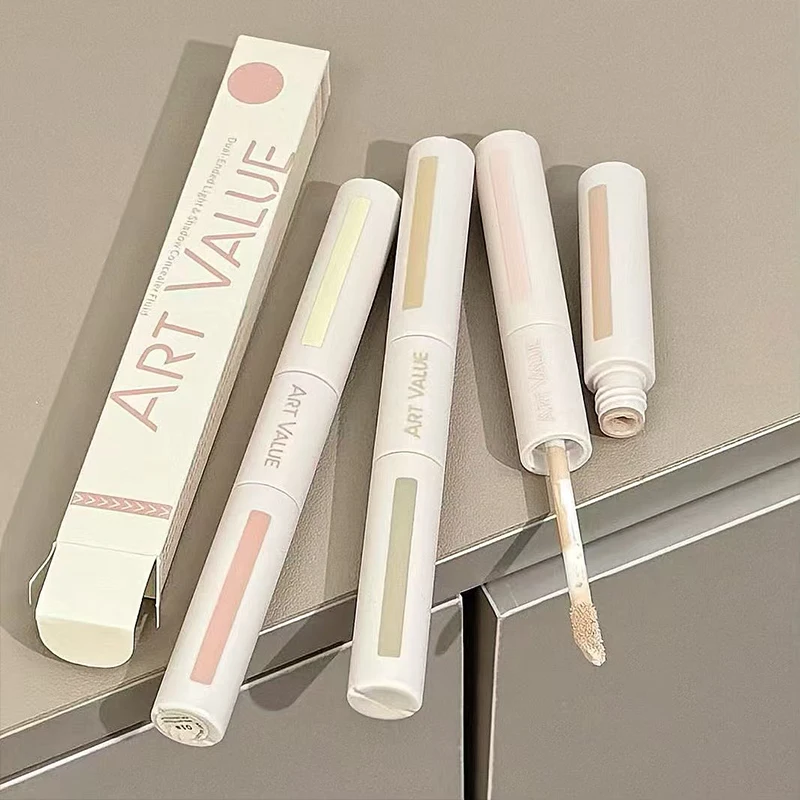 ART VALUE Double-ended Liquid Foundation Concealer Base Waterproof Covering Black Circles Blemishes Acne Marks Spots Makeup