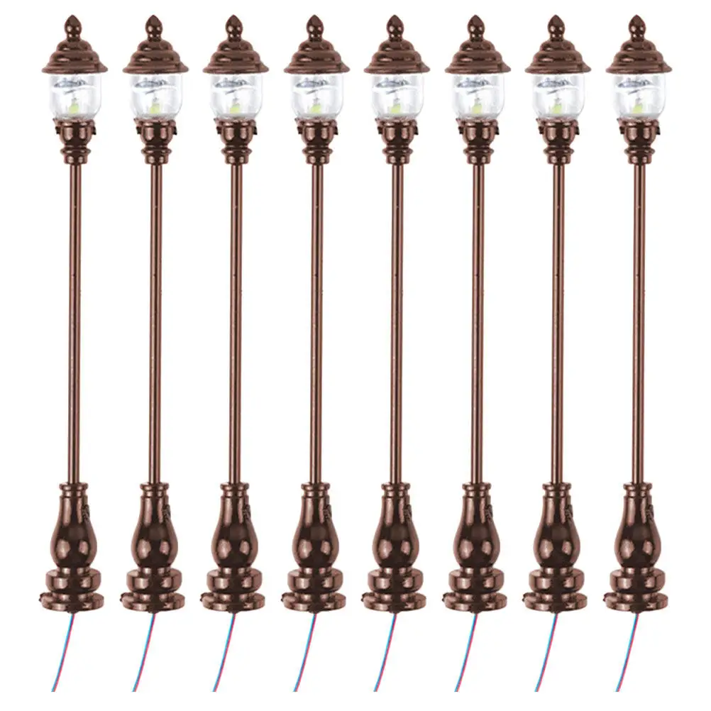 8Pcs Mini Street Lamp Models Premium Metal Sand Table Decor for Mini House DIY Micro Landscape Village Scene Garden Yard