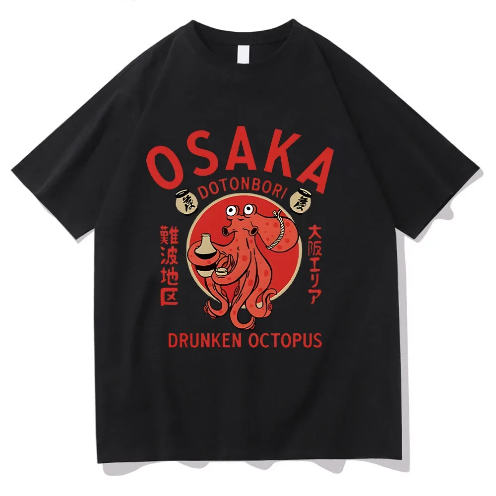 

Osaka Dotonbori Drunken Octopus T-shirts Japanese Food Funny Cotton Tee-shirts Summer Fanshion Women Men Tops Vintage Aesthetic