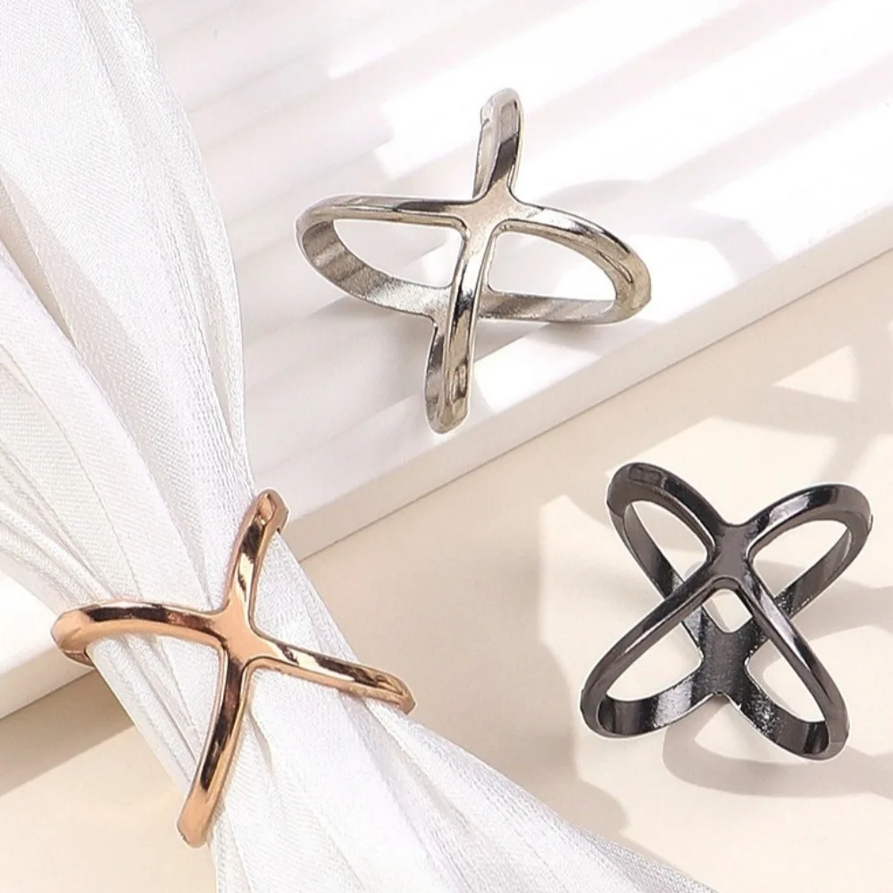 3Pcs X Shape Metal Scarf Holder Hollow Bow Scarf Buckle Shawl Fastener Brooch Women Clothing Decoration