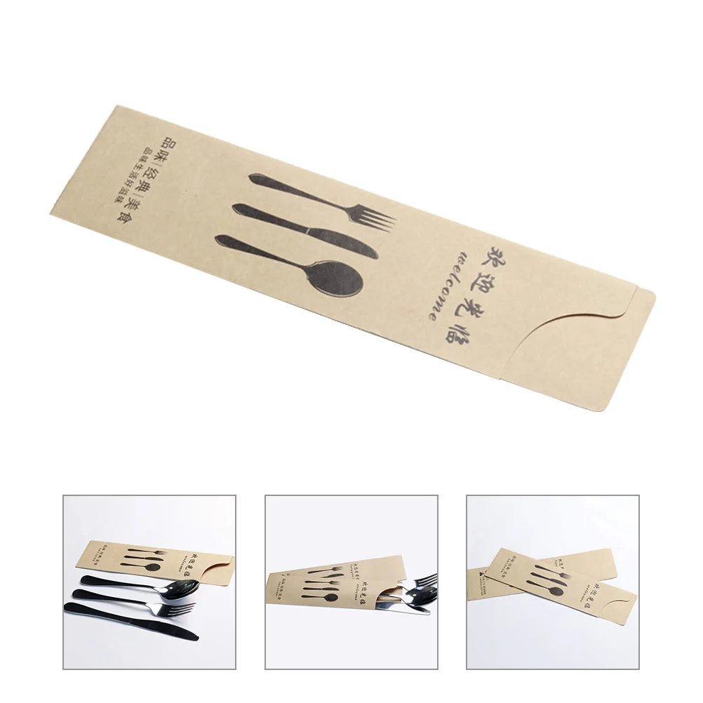 

100 Pcs Cutlery Holder Paper Cover Fork and Spoon Tableware Utensil Pouch Silverware Bag Bags Holders Banquet