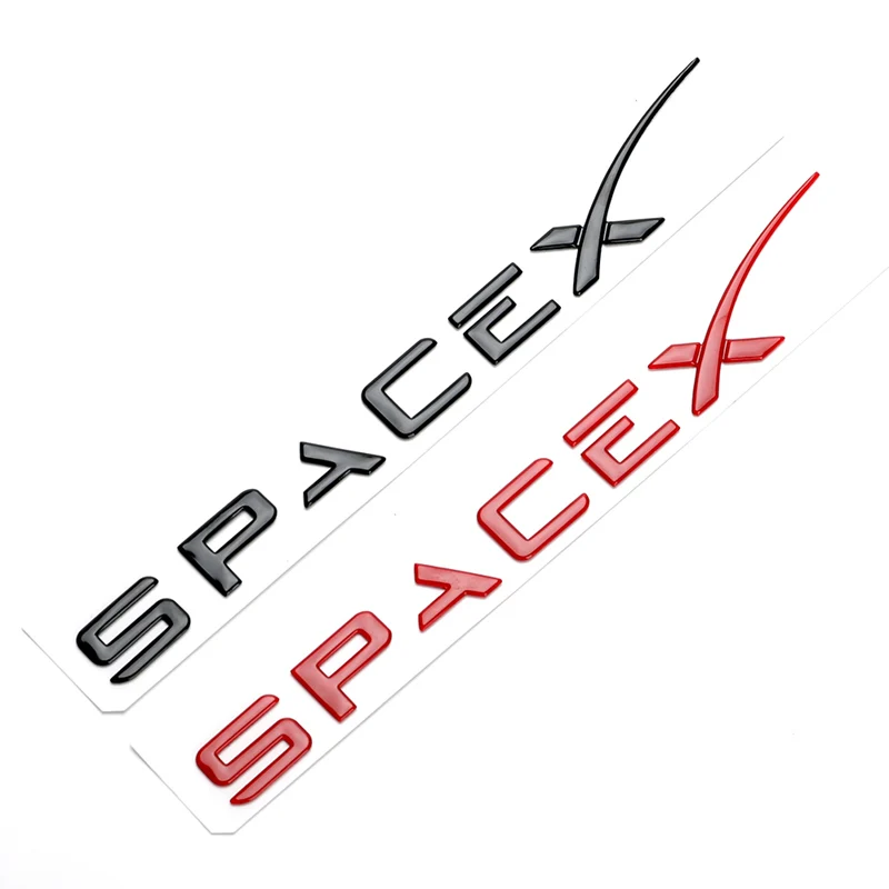 車spacex社デュアルモーターステッカーフェンダーサイドためテスラモデルys 3 x文字スペースロゴリアエンブレムバッジトランクアクセサリー