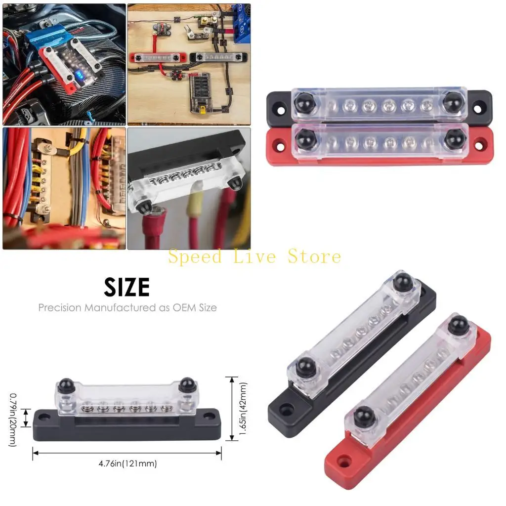 547C Pack Of 2 High Current 150A Busbar With 6 Way Terminal Blocks For Motorhome Boat Marine Battery Power Distribution System