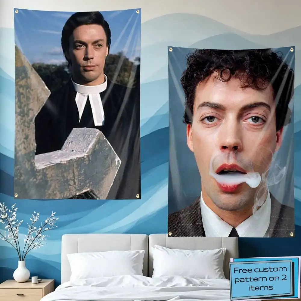 RIP T-Tim Curry Flag Tapestry Banner for Bedroom Living Room Outdoor Camping Custom Supported