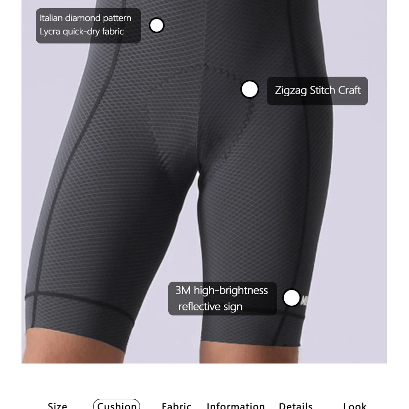 MKEW Herren-Radtrikot-Shorts mit hoher Taille, Sommer-Fahrradshorts mit stoßdämpfendem Polster, MTB-Fahrradbekleidung für bequemen Komfort – Detail 4